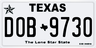 TX license plate DOB9730