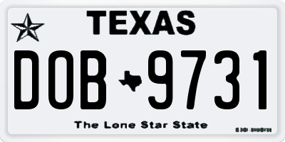 TX license plate DOB9731