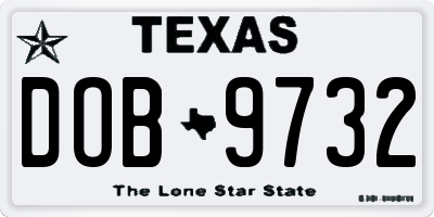 TX license plate DOB9732