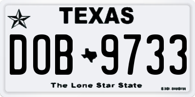 TX license plate DOB9733
