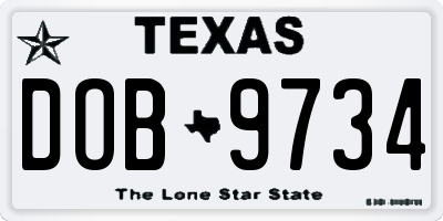 TX license plate DOB9734