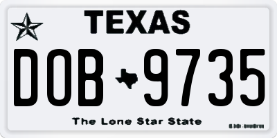 TX license plate DOB9735