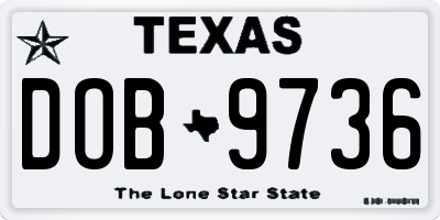 TX license plate DOB9736