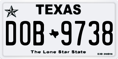 TX license plate DOB9738