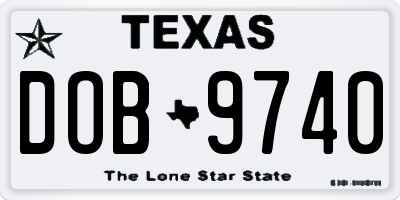 TX license plate DOB9740
