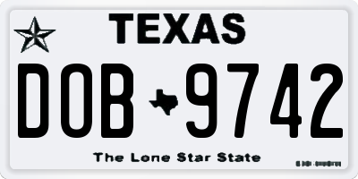 TX license plate DOB9742