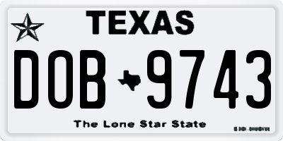 TX license plate DOB9743