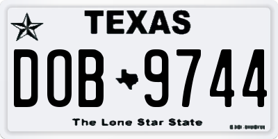 TX license plate DOB9744