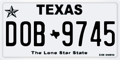 TX license plate DOB9745