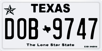 TX license plate DOB9747