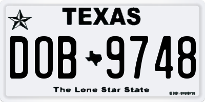 TX license plate DOB9748