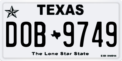 TX license plate DOB9749