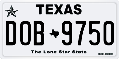 TX license plate DOB9750