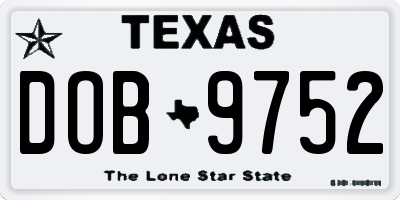 TX license plate DOB9752