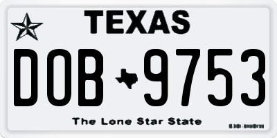 TX license plate DOB9753
