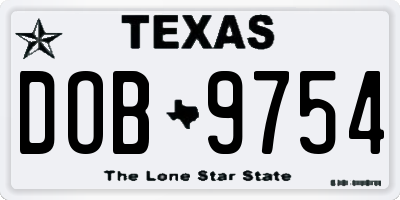 TX license plate DOB9754