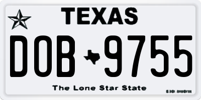 TX license plate DOB9755