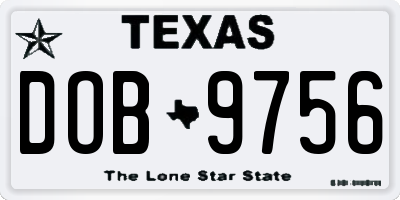 TX license plate DOB9756