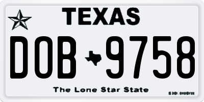 TX license plate DOB9758