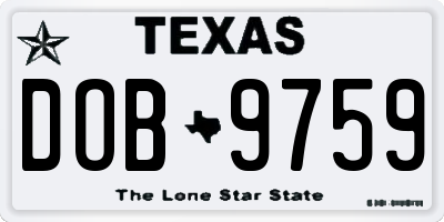 TX license plate DOB9759