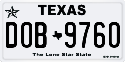 TX license plate DOB9760