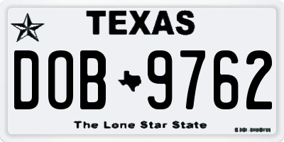 TX license plate DOB9762
