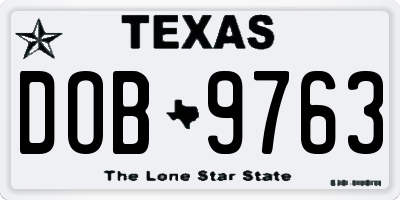 TX license plate DOB9763