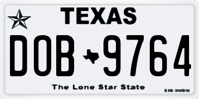 TX license plate DOB9764