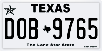 TX license plate DOB9765