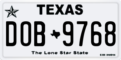 TX license plate DOB9768