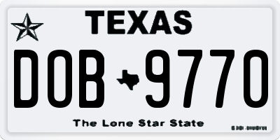TX license plate DOB9770