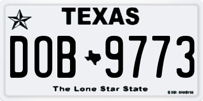 TX license plate DOB9773