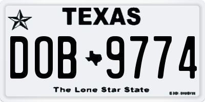 TX license plate DOB9774