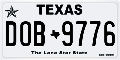 TX license plate DOB9776