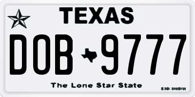 TX license plate DOB9777