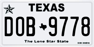 TX license plate DOB9778