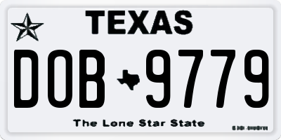 TX license plate DOB9779