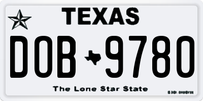 TX license plate DOB9780