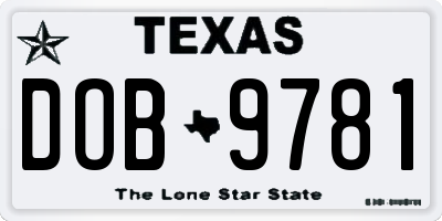 TX license plate DOB9781