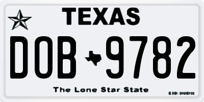 TX license plate DOB9782