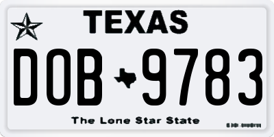 TX license plate DOB9783