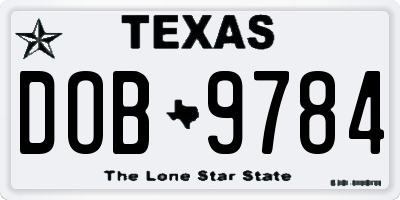 TX license plate DOB9784