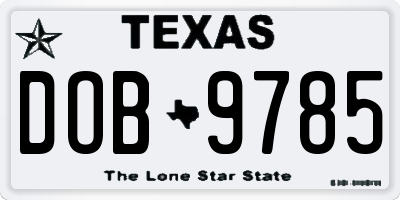 TX license plate DOB9785