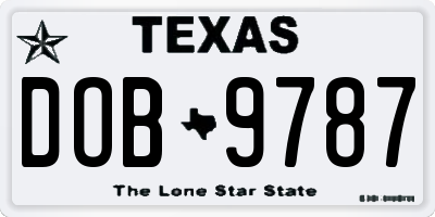 TX license plate DOB9787