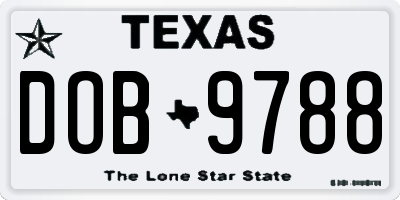 TX license plate DOB9788