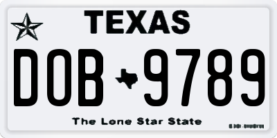 TX license plate DOB9789