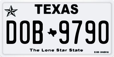 TX license plate DOB9790