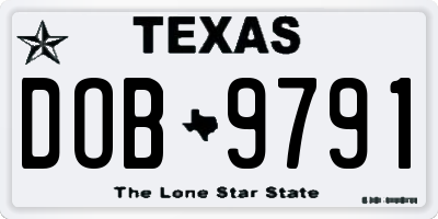 TX license plate DOB9791