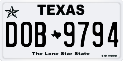 TX license plate DOB9794