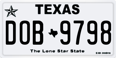 TX license plate DOB9798